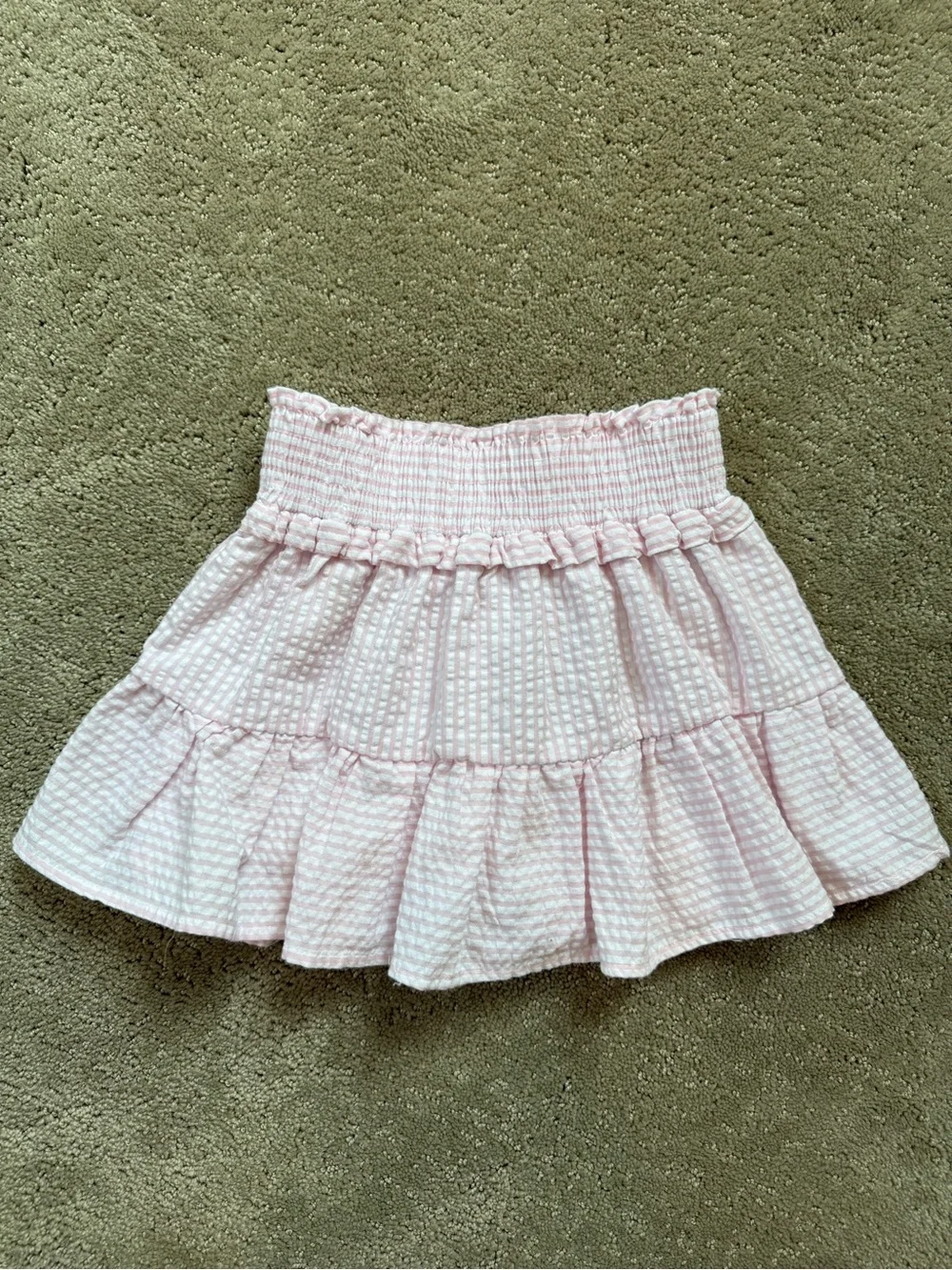Sperry Girls Cotton Searsucker Gingham Pink and White Ruffle Skort